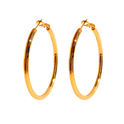 Brass Plated Real Gold European and American Niche Brushed Round Earrings Fashion Exaggerated Shiny Large Earrings Sexy Earrings 268