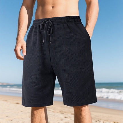 25 Cross-Border New Products Hot-Selling European and American Men's Summer Loose Heavyweight Simple Jacquard Texture Branch Line Trendyy Shorts