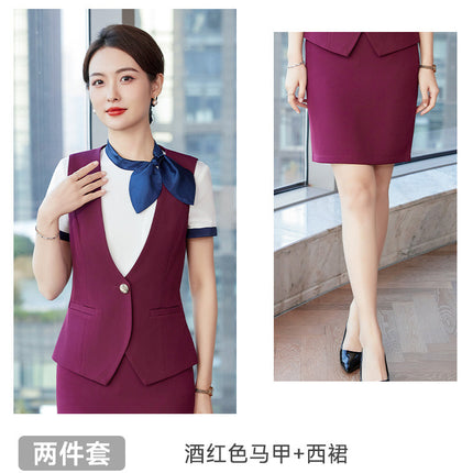 Professional suit Summer Hotel Front Desk Tooling Beautician Work Clothes Female 2024 New Catering Uniform Vest