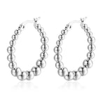 Steel color round welded bead earrings ms-358