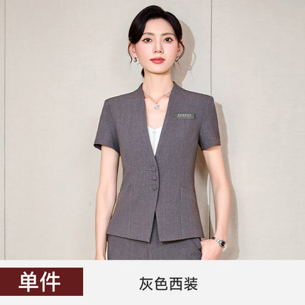 Stewardess Professional suit Women's Fashion Elegant Jewelry Store High-end Suit Dress Overalls Hotel Front Desk Workwear Summer