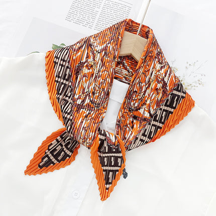 New wrinkled small square scarf female Korean imitation silk printed wrinkled small scarf Joker scarf decorative scarf wholesale