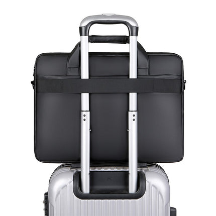 Men's Computer Bag Business Handbag Travel Office Simple Shoulder Bag Leather Film Fabric Fashion Waterproof Briefcase
