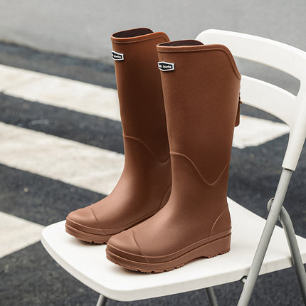 Cross-Border Foreign Trade Russian and Korean Women's Long Rain Boots, High Rain Boots, Waterproof Rubber Shoes, Overshoes, Non-Slip and Wear-Resistant
