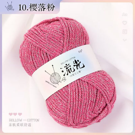 Upgraded Bright Silk Hollow Cotton Hand-woven Hat DIY Bag Anti-pilling Glow Hollow Cotton Group