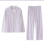 Purple checkered female [long sleeve pants] / L【 50-60kg 】