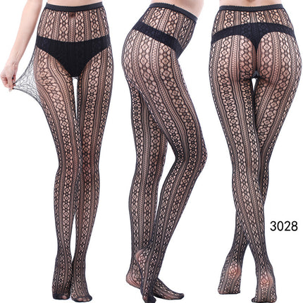Factory In-Stock European and American Style Pantyhose, Summer Fishnet Stockings, Fashionable Girls' Sexy Patterned Jacquard Lace Hollow-Out Retro