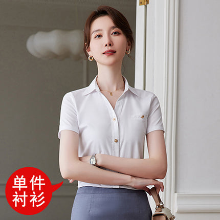 Short-sleeved professional shirt summer hotel front desk work clothes civil servant interview formal dress women's shirt suit tooling