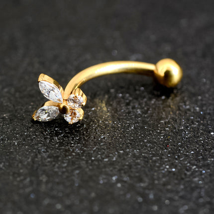 1.2mm x 11 F136 Titanium Zircon Butterfly Ear Nail Screw Ball Earring Eyebrow Nail Eyebrow Piercing Jewelry