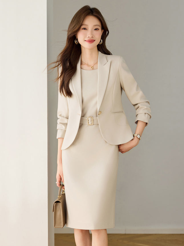 New Blue Suit Jacket Women's Suit dress Dress Two-piece Autumn and Winter Elegant Small Chanel Style Business Wear