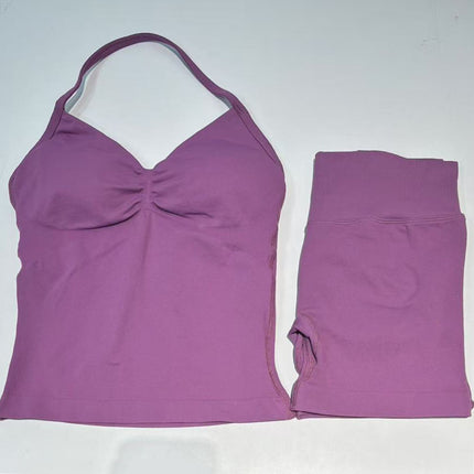 suit DF Amazon Explosions Shorts Small Bra High Elastic Superfine Extinction Nylon Hanging Neck Beauty Back Sports Vest