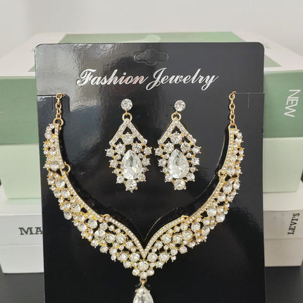 Cross-Border Jewelry Set Red Necklace Earrings Two-Piece Wedding Dress Accessories European and American Elegant Suit for Women