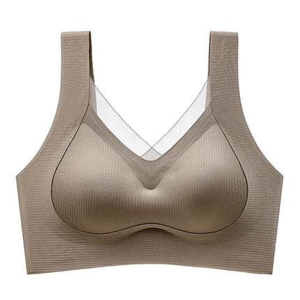 plus size seamless back underwear women's non-steel ring gathered adjustable summer thin breathable vest bra