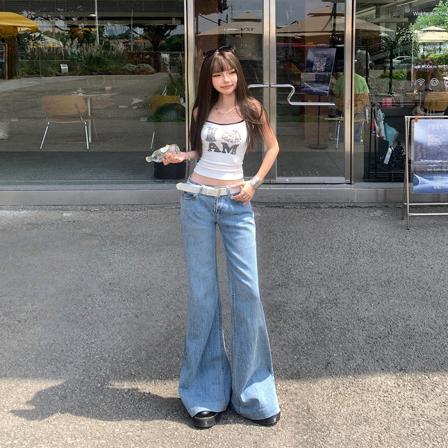 Stretch Retro Hot Girl Low-Waist Bootcut Jeans for Women in Autumn and Winter New Slimming Look Slimming Look Floor-Length Flared Pants for Women