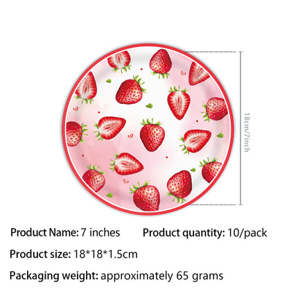 New Summer Sweet Strawberry Party Tableware Paper Plate Disposable Tissue Paper Cup Tablecloth Summer Red Fruit