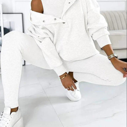 Amazon Hot Products Women's Sports Casual Hooded Sweater Thickened Thread Slim Vest Pants Three-Piece Set