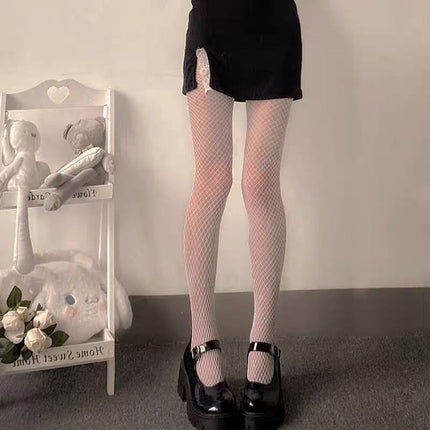 Polka-Dot Black Stockings, Feminine, Ultra-Thin Heart, Bare Legs, Sexy Artifact, White Fishnet Stockings, High-End Air Feel