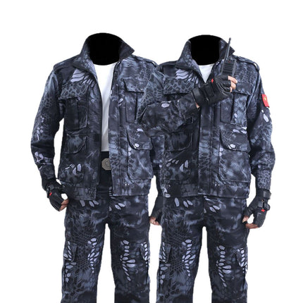 genuine goods black python pattern camouflage clothing suit men's/one-piece labor protection clothing welder wear-resistant overalls eat chicken spring and autumn outdoor