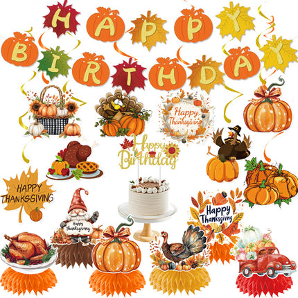 Amazon New Cross-Border Holiday Theme Party Supplies Thanksgiving Flag Banner Garland Hanging Decorations