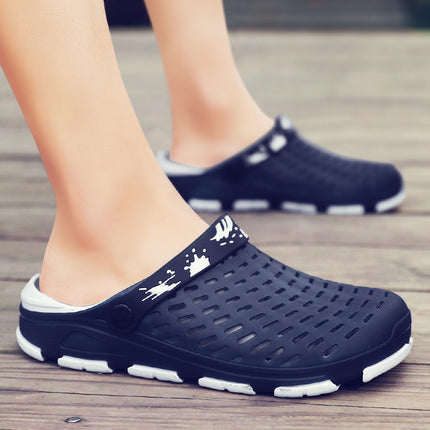 Summer Hollow Men's Clogs, Breathable Two-Wear Toe-Toe Sandals, Seaside Travel Slip-On Beach Shoes, Drop Shipping