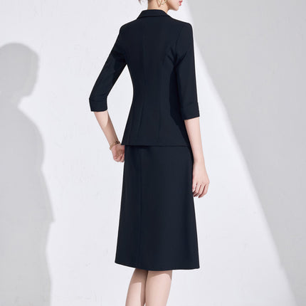 Blue Professional dress Women's Spring and Summer High Sense Host Formal Occasion Business Suit Skirt Two-piece Suit