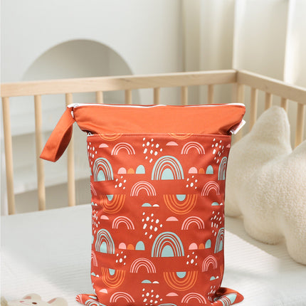 Cross-border in stock Nordic Animal Printing Baby Room Storage Hanging Bag Dry and Wet Separation Double-layer Waterproof Bag Wetbag