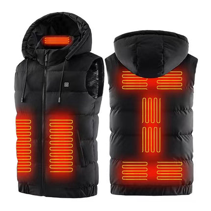 Factory Direct supply graphene electric heating hooded vest intelligent temperature control charging heating vest men and women winter cold-proof