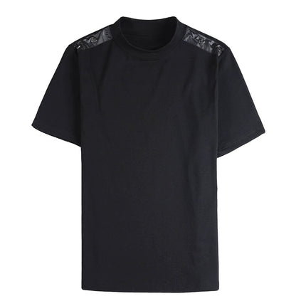 New Products Recommended Men's Short-sleeved T-shirt Small Middle Neck Slim-fit High Elastic Base Shirt Shoulder Button Design Half-sleeved T-shirt