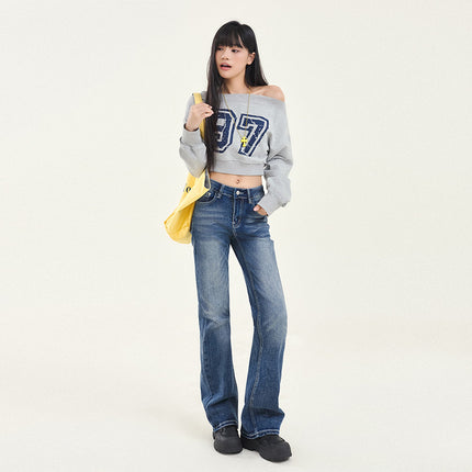 American-Style Narrow Wide-Leg Jeans for Women, 2026 Spring and Autumn New Low-Waist Slimming Versatile Straight-Leg Cigarette Pants, Floor-Length