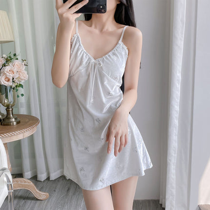 Pajamas for Women Winter New Gold Velvet Suspender Nightgown Nightgown Suit Spring & Fall Sexy Hot Silver Butterfly Home Clothes
