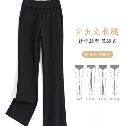 Micro-pants Women's Autumn 2024 New Women's Pants High Waist Small Suit Pants Drain Black Slim Trumpet Super Elastic