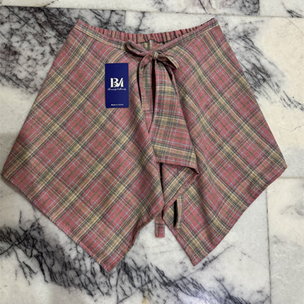 Street Retro Plaid Fart Curtain All-Match Fashionable One-Piece Tube Top Lace-Up Irregular Fake Shirt Skirt