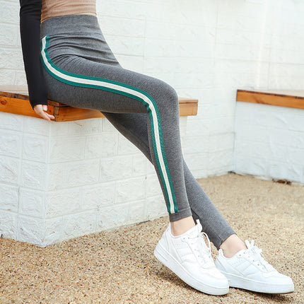 Autumn Modal Extra Large Extra Large plus size Leggings chubby girl 100.00kg Fashion Striped Cropped Pants