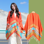 Pocket towel geometric stripes-orange / 140*155cm
