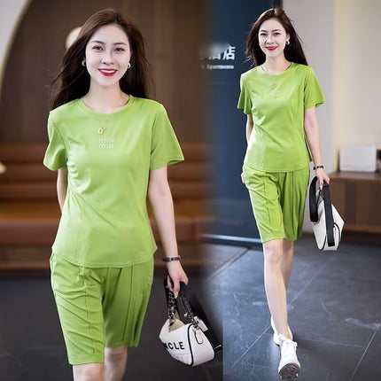Casual Fashion Sportswear Set for Women 2025 Summer New Trendy Age-Reducing Stylish Slimming Top and Pants Two-Piece Set