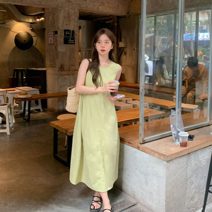 Korean Style Slimming Fresh Green Vest Dress Women's Summer 2025 New Mid-Length Casual Loose Skirt