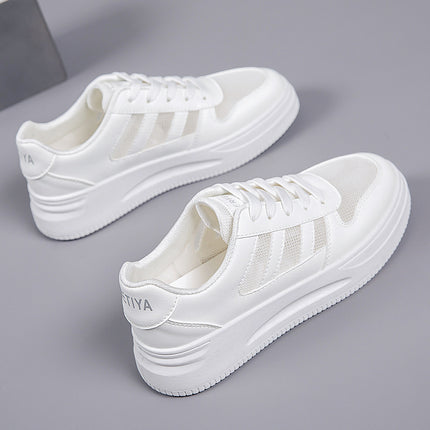 2026 Hot-Selling Spring and Autumn Lightweight White Sneakers with Leather Surface, Height-Increasing Soft Sole, Breathable Thick-Soled Sports Casual Shoes for Women