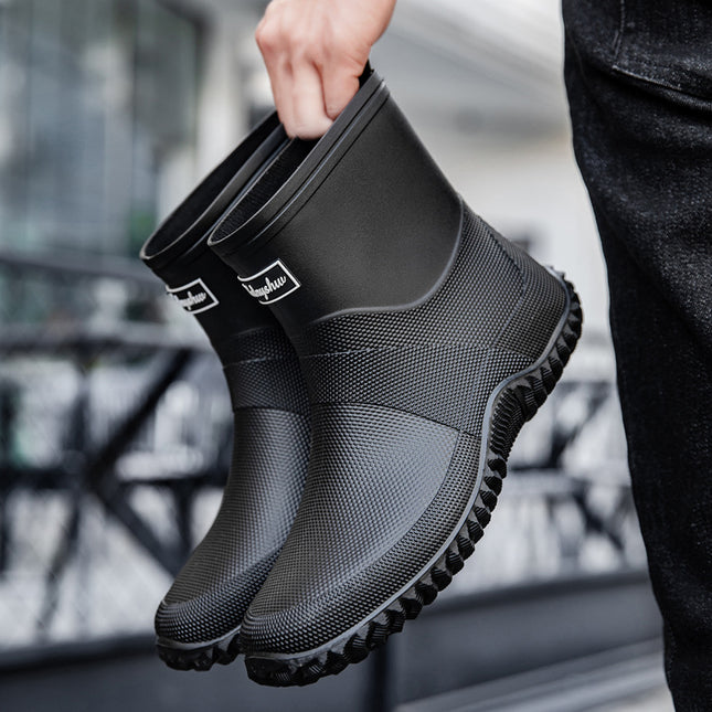 Rain Boots for Women, Waterproof and Rainproof, High-Top Men's Natural Rubber Water Boots, Outdoor Thickeneded Non-Slip and Wear-Resistant Rainy Day Water Shoes, Trendy