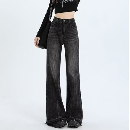 American-style Retro Micro-lar Jeans Women's Trendy All-match New High Waist Thin-looking Loose No-leg Flared Pants