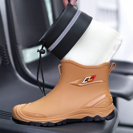 Men's Velvet Short Rain Boots 2025 New Style Anti-Slip Waterproof Wear-Resistant Water Boots Rain Boots Fishing Work Rubber Shoes for Men