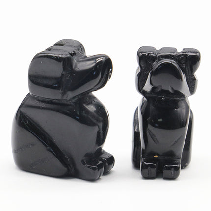 1in Puppy Crystal Agate Stone Mini Carved Small Animal Semi-Precious Stone Crafts Dog Small Ornaments