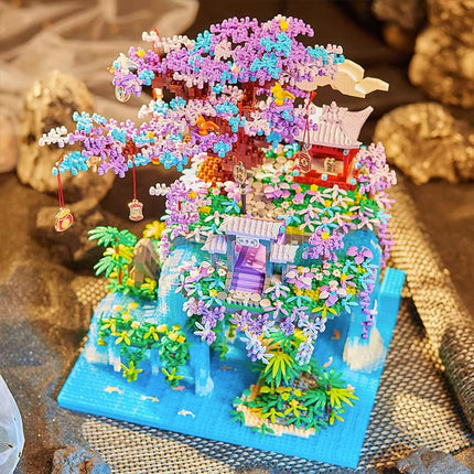 Chinese Style Blocks Compatible Lego Blocks Peach Blossom Pool Building Micro Particles Difficulty DIY Handmade Gift Toys