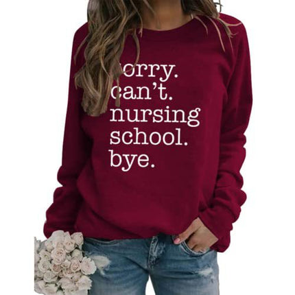 Cross-border foreign trade sorry can't nursing school bye printed long-sleeved ladies sweater coat