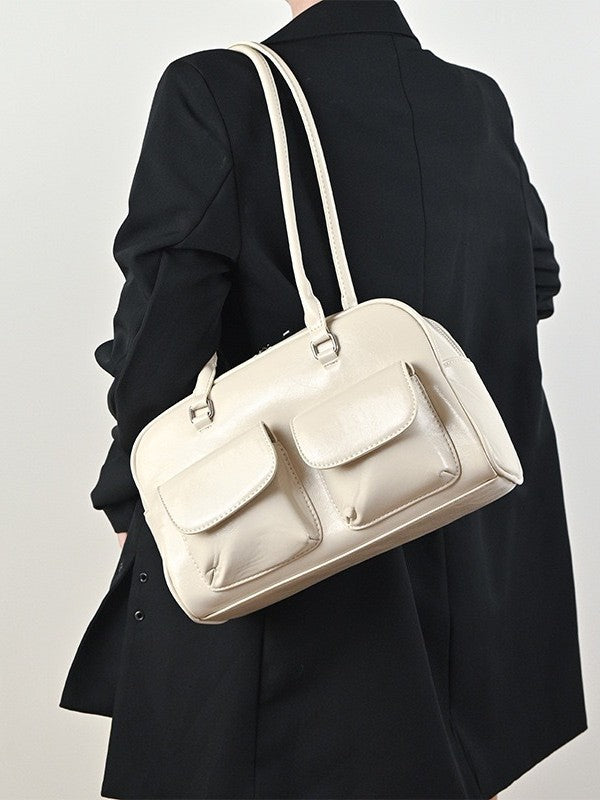 2025 New Tote Bag Large Capacity Bag Women's Shoulder Armpit Bag Oil Wax Leather Bag Double Bag Casual Handbag