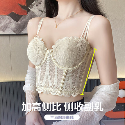 Ultra-thin Lace Vest Body-shaping Adjustable Bra Large Chest Small Gathering Sexy plus size Bra