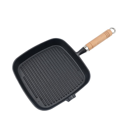 Cast Iron Steak Frying Pan Pot Iron Striped Baking Pan Steak Frying Pan Uncoated Thickened Pan Factory Direct Wholesale