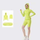 Fluorescent green five-point hooded jacket suit / 2/S