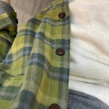 2025 Early Spring New Shirt Green Plaid Shirt Inner Design Niche Coat High-end Long-sleeved Top