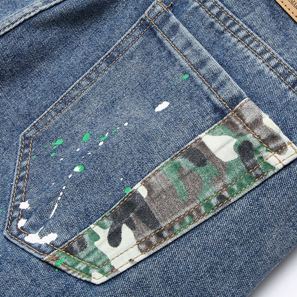 New scraped ripped jeans men's fashion brand thin summer light beggar pants slim blue leggings wholesale