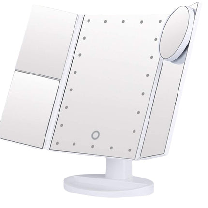 Cross-Border Led22 Light Mirror Three-Sided Foldableing Makeup Mirror with Light Charging Desktop Beauty Mirror Desktop Luminous Mirror